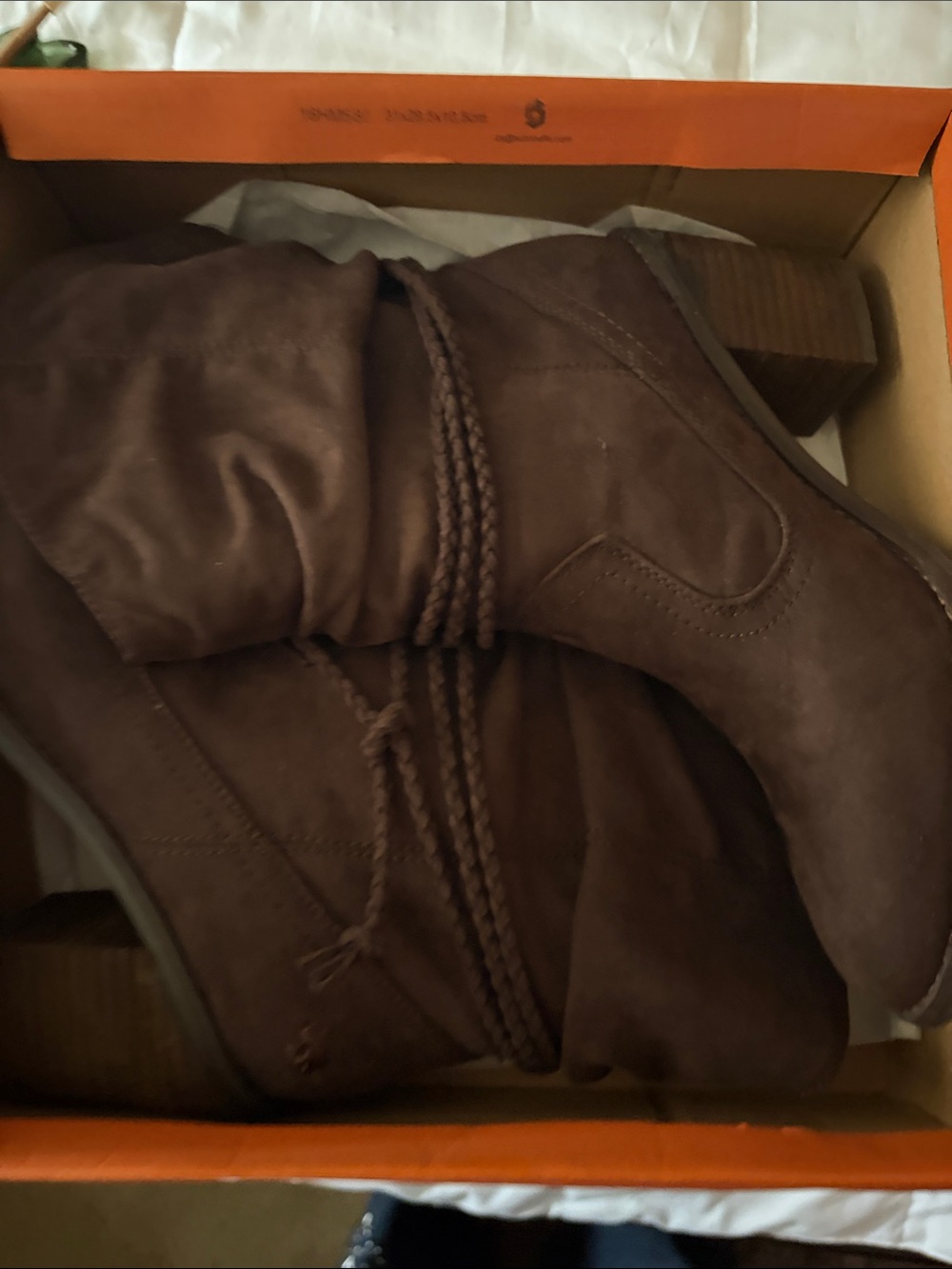 Rocket Dog Brown Suede Slouchy Braided-Wrap Heeled Boots